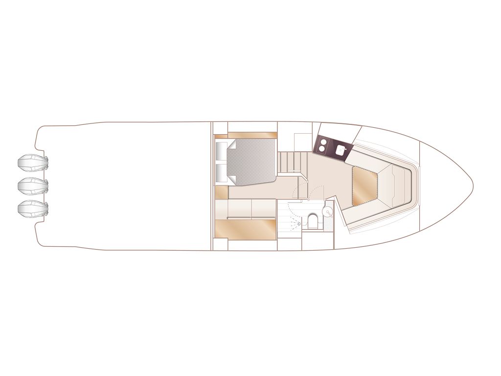 Нижняя палуба Princess C48 Open  2 | MARINEPOINT Нижняя палуба  2