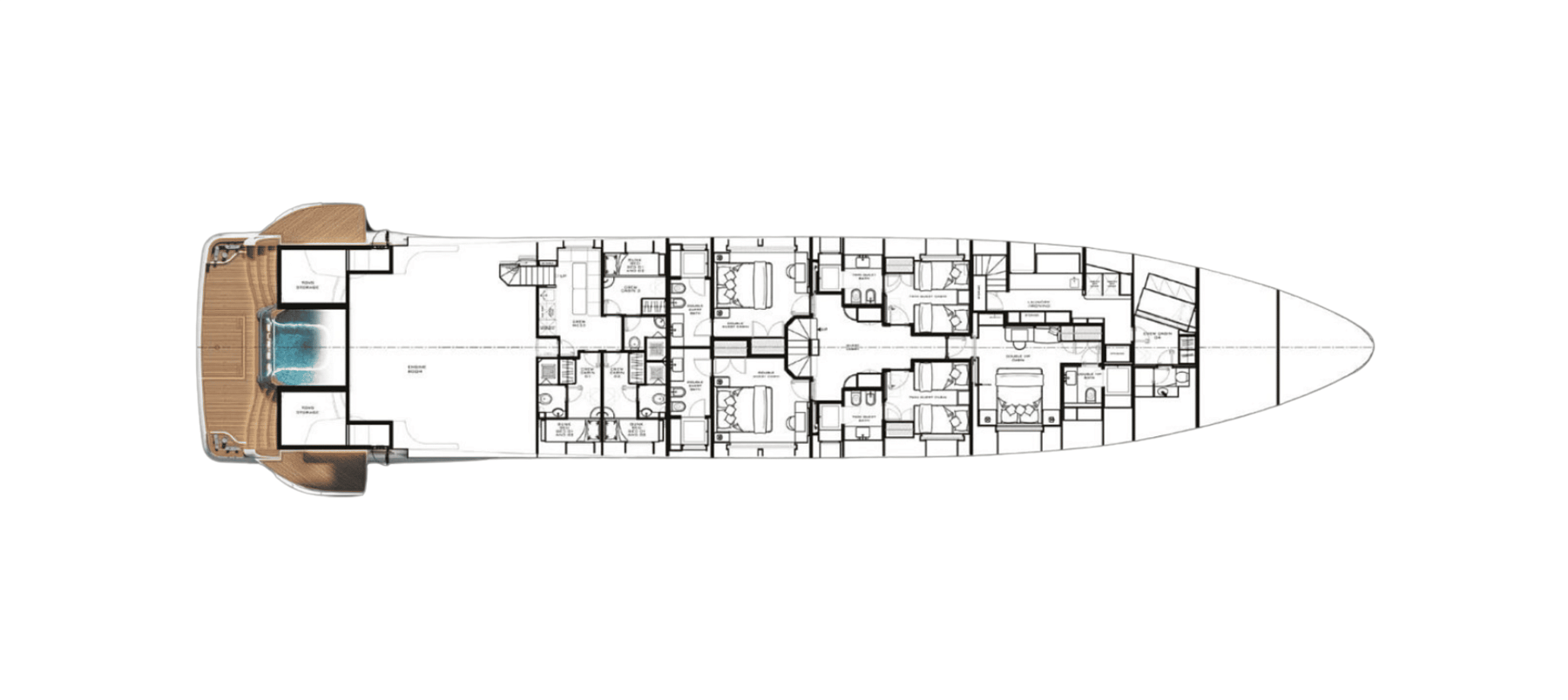 Нижняя палуба Majesty 145 4 | MARINEPOINT Нижняя палуба 4