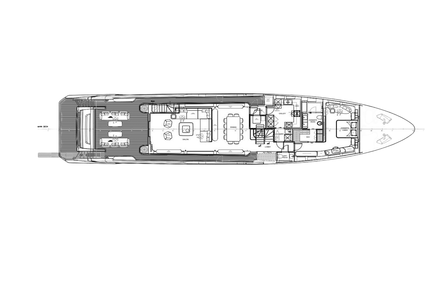 Главная палуба Majesty 111 2024 3 | MARINEPOINT Главная палуба 2024 3