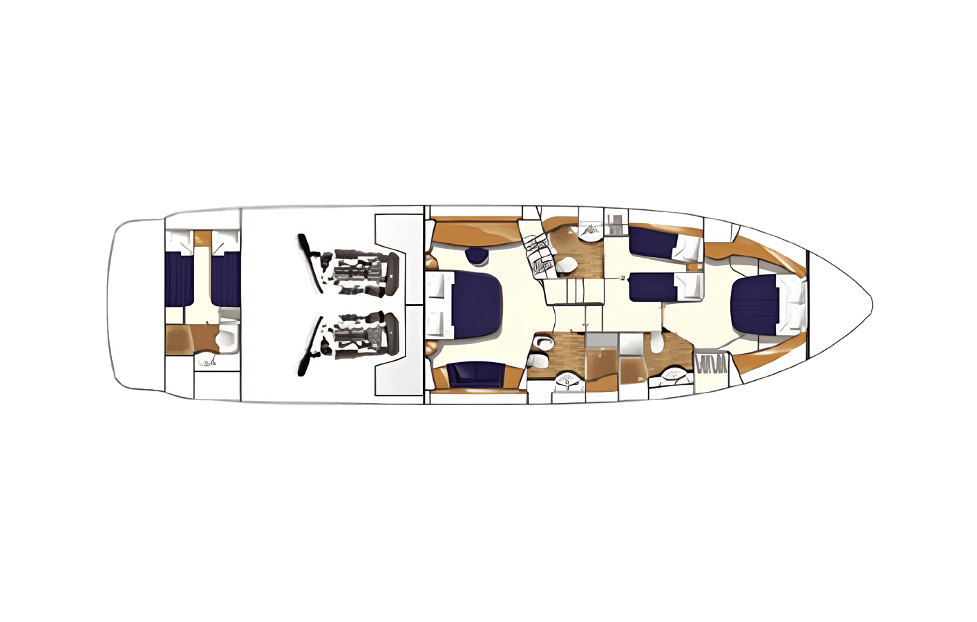 Нижняя палуба Princess 67 2008 3 | MARINEPOINT Нижняя палуба 2008 3