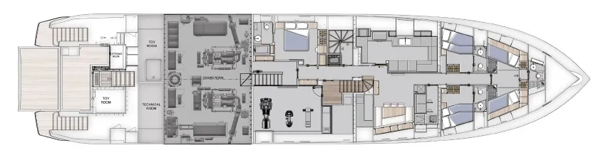 Нижняя палуба Benetti B.Yond 37M 4 | MARINEPOINT Нижняя палуба 4