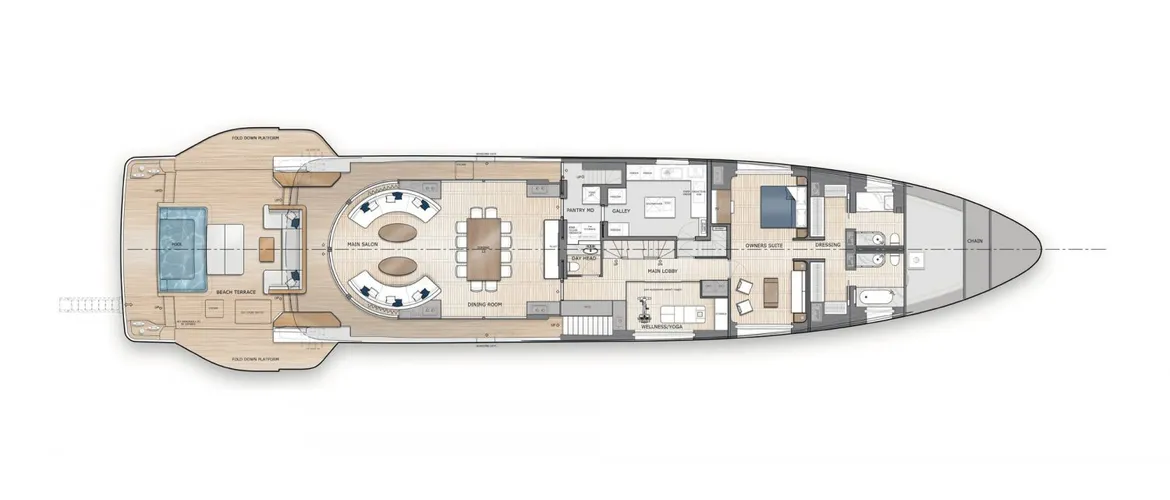 Главная палуба Benetti Oasis 40M 2 | MARINEPOINT Главная палуба 2