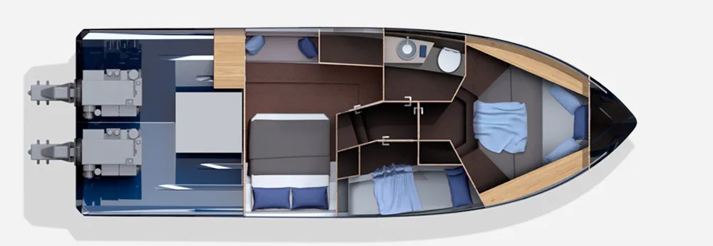 Нижняя палуба Galeon 360 FLY 2 | MARINEPOINT Нижняя палуба 2