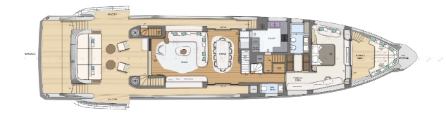 Главная палуба Majesty 100 Terrace 3 | MARINEPOINT Главная палуба 3