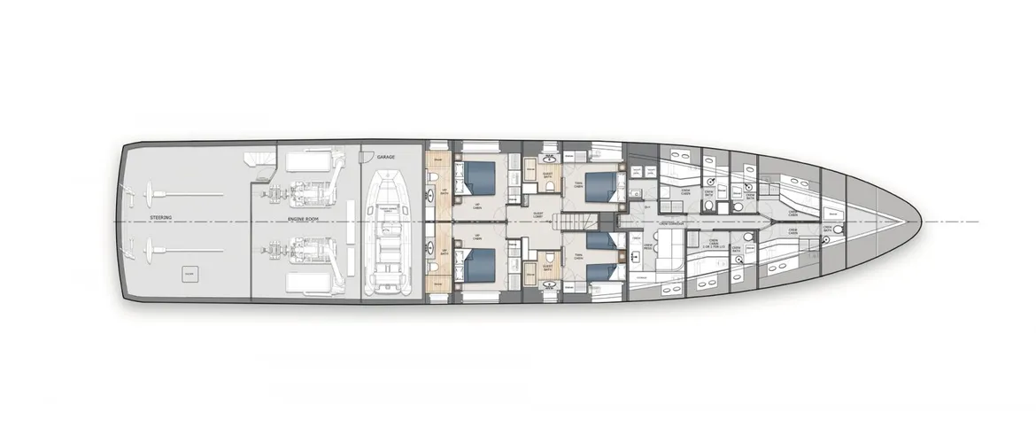 Нижняя палуба Benetti Oasis 40M 4 | MARINEPOINT Нижняя палуба 4
